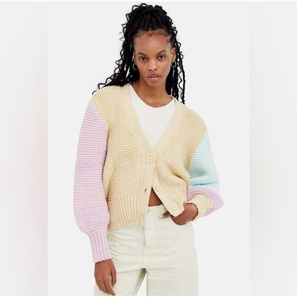 For Love and Lemons Kerry Cropped Sweater Multicolor Size L New - Picture 1 of 5